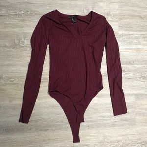 A maroon one piece!